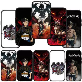 для iPhone 15 14 Xiaomi Redmi Note 13 12 11 Pro Max X 8 7 XR Samsung Galaxy A34 A15 S24 S23 Huawei OPPO A54 Asta черный клевер чехол для телефона