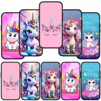 для iPhone 15 14 Xiaomi Redmi Note 13 12 11 Pro Max X 8 7 XR Samsung Galaxy A24 A15 A05 S24 S23 Huawei OPPO A38 чехол для телефона Unicorn Rainbow Horse в стиле аниме