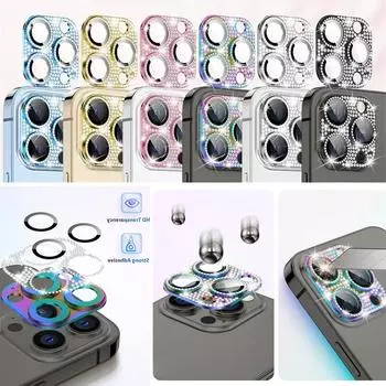 Для IPhone 15 Plus блестящее защитное кольцо для камеры со стразами кольцо для камеры для IPhone 14 13 12 11 Pro Max For iPhone 15 чёрный