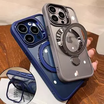 Для iPhone 15 Pro двойной кронштейн Magsafe чехол для iPhone 11 12 13 14 15 Pro Max Plus магнитный держатель-подставка Броня противоударный чехол For iPhone 15 Plus