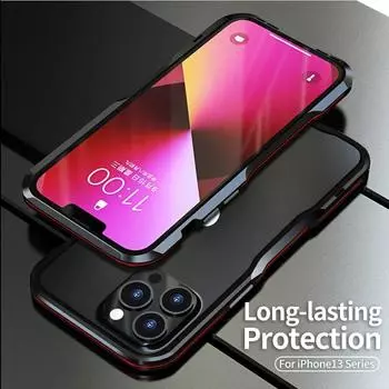 Для IPhone 15 Pro Max 12 11 Pro Max 13 Mini SE2 7 8 Plus XR X XS MAX Противоударная броня, металлический каркас, бампер, необычная алюминиевая крышка корпуса For iPhone 13Pro Max чёрный