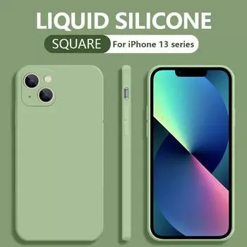 Для iPhone 15 Pro Max 14 Plus 7 8 чехол роскошный жидкий силиконовый мягкий чехол для iPhone 11 12 13 Pro X XR XS Max противоударный чехол для телефона iPhone 12 mini хаки