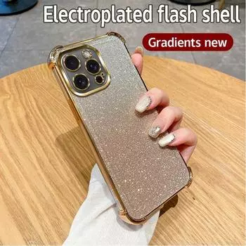 Для iPhone 15 Pro Max 16 Plus 14 13 Promax 12 11 Xr Xs X Se блестящий силиконовый мягкий чехол с четырьмя углами противоударный чехол For Iphone 16