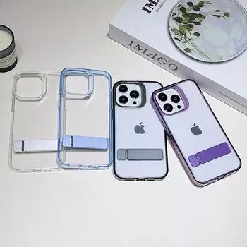 Для iPhone 15 Pro Max чехол-подставка, мягкий силиконовый чехол, металлический держатель, противоударный прозрачный корпус для iPhone 12 13 14 Pro Max iPhone 15 Pro Max чёрный