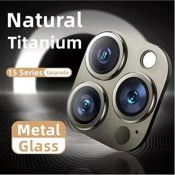 Для iPhone 15 Pro Max металлическое 3D-защитное кольцо с полным покрытием и защитой от царапин для объектива камеры с закаленным стеклом iPhone 15/15 Plus светло-желтого