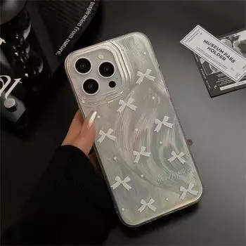 Для iPhone 15 Pro Max модный чехол для телефона с градиентным бантом для iPhone 11 12 13 14 15 Pro INS противоударный чехол iPhone 11 синий