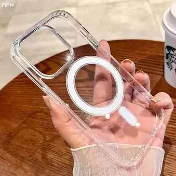 Для IPhone 15 Pro Max Роскошный чехол Magsafe с магнитной прозрачной рамкой для телефона IPhone 11 12 13 14 15 Plus Защитный чехол For 12 Pro Max