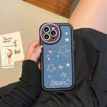 Для iPhone 15 Pro Max Star Note Pattern Силиконовый чехол для iPhone 15 14 13 12 11 Pro Противоударный чехол из ТПУ iPhone 11 синий