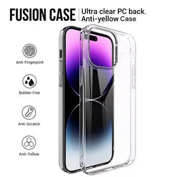 Для iPhone 16 15 14 13 12 11 Pro X XR XS Max Crystal Transparent Anti Shock Clear Hard PC Case Cover iPhone X