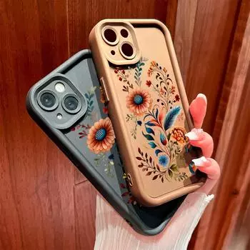 Для iPhone 16 15 14 13 12 11 Pro Max XS Max XR X SE 8 7 красочные цветы растения мягкий силиконовый полный объектив защитный чехол для телефона чехол iPhone 11 Pro Max белый