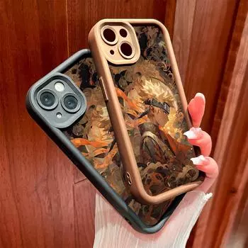 Для iPhone 16 15 14 13 12 11 Pro Max XS Max XR X SE 8 7 мягкий силиконовый крутой защитный чехол для телефона Uzumaki Naruto с полным объективом iPhone 16 Pro красный