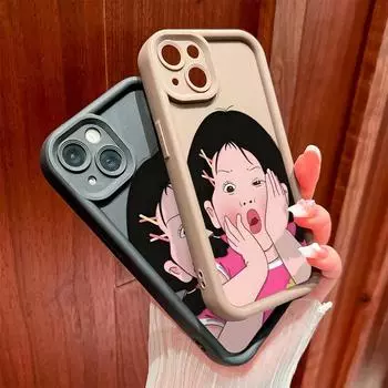 Для iPhone 16 15 14 13 12 11 Pro Max XS Max XR X SE 8 7 мультяшный красивый розовый одежда девушка узор мягкий силиконовый полный объектив защитный чехол для телефона iPhone 14 Pro Max чёрный