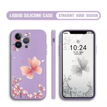 Для iPhone 16 15 14 13 12 Pro Max 13 12 Mini 14 15 16 Plus SE розовый красивый цветочный жидкий силиконовый защитный чехол для объектива телефона iPhone 11 темно-зеленого