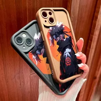 Для iPhone 16 15 14 13 12 11 Pro Max XS Max XR X SE 8 7 Красивый мягкий силиконовый чехол с рисунком Хатаке Какаши для защиты линз iPhone 14 чёрный