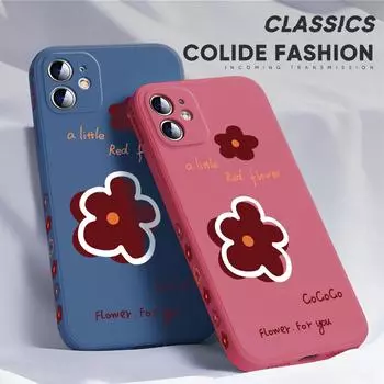 Для iPhone 16 15 14 13 12 Pro Max 13 12 Mini 14 15 16 Plus SE Красный цветочный узор боковой дизайн мягкий полный защитный чехол для объектива iPhone 14 Pro светло-зеленый