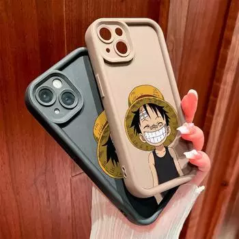 Для iPhone 16 15 14 13 12 11 Pro Max XS Max XR X SE 8 7 Мягкий силиконовый чехол для полной защиты камеры с рисунком Луффи iPhone SE 2020 красный