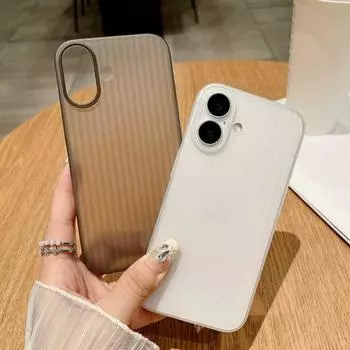 Для iPhone 16 15 14 13 Pro Max Модный Простой Ультратонкий Гофрированный Кожаный Ощущение Матовый PP Ударопрочный Устойчивый К Царапинам Чехол Для Телефона iPhone 16 Pro Max