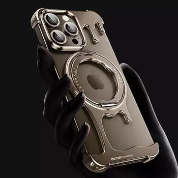 Для iPhone 16 15 14 13 Pro Max безрамочный чехол роскошный бампер из жидкого металла Magsafe автомобильный магнитный держатель беспроводной зарядки чехол для телефона For iPhone 16 Pro Max чёрный