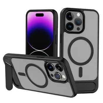 Для iPhone 16 15 14 13 Pro Max чехол MagSafe магнитный невидимый кронштейн рамка задняя панель ПК защита от падения задняя крышка For iphone15 Pro Max чёрный