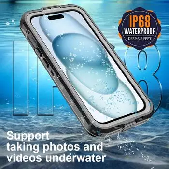Для iPhone 16 15 14 Plus 13 Pro Max IP68 подводный водонепроницаемый магнитный чехол для телефона 360° пылезащитный чехол для дайвинга и плавания с MagSafe For iPhone 13 чёрный
