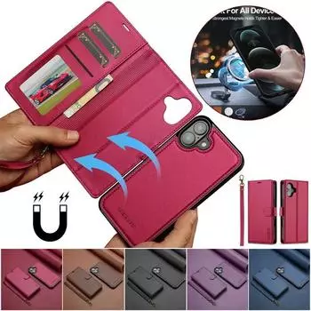 Для iPhone 16 15 Pro Max 14 13 12 11 XS X XR SE 2022 8 7 Для Samsung Galaxy S24 Ultra S23 FE S22 Plus A15 A35 A55 A54 Кожаный чехол-кошелек для карточек iPhone 7 (iPhone 8) чёрный