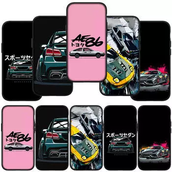 для iPhone 16 15 Xiaomi Redmi Note 13 12 11 Pro Max X 9 14 XR Samsung Galaxy A16 S24 S23 Plus A06 Huawei OPPO Car AE86 Supercar Initial D чехол для телефона for Xiaomi Poco M6 4G экрю
