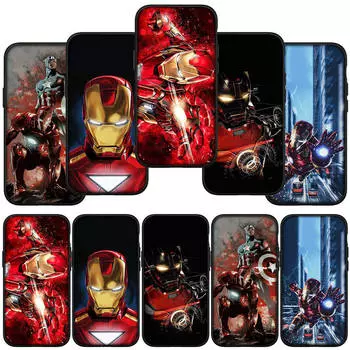 для iPhone 16 15 Xiaomi Redmi Note 13 12 11 Pro Max X 9 14 XR Samsung Galaxy A16 S24 S23 Plus A06Huawei OPPO IronMan Logo Marvel Iron Man чехол для телефона for iPhone 16 Pro Max аэро
