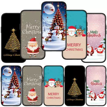 для iPhone 16 15 Xiaomi Redmi Note 13 12 11 Pro Max X 9 14 Plus XR Samsung Galaxy A15 S24 S23 Huawei OPPO Санта-Клаус елка олень Веселый рождественский чехол for iPhone 12 Pro Max аэро