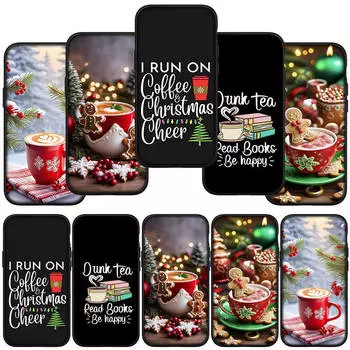 для iPhone 16 15 Xiaomi Redmi Note 13 12 11 Pro Max X 9 14 Plus XR Samsung Galaxy S24 S23 Huawei OPPO OK But First Coffee Book Рождественский чехол для телефона for Redmi 9T аэро
