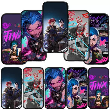 для iPhone 16 15 Xiaomi Redmi Note 13 12 11 Pro Max X 9 14 Plus XR Samsung Galaxy A15 S24 S23 Huawei OPPO чехол аниме Arcanes игра Jinx Vi чехол для телефона for Samsung Galaxy S24 Ultra аэро