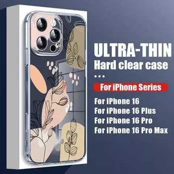Для iPhone 16 Plus 15 14 Pro 12 13 Pro Max 11 противоударный цветочный узор жесткий ПК прозрачный тонкий защитный объектив чехол для телефона чехол iPhone 16