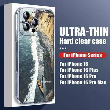 Для iPhone 16 Plus 15 Pro Max 14 13 12 Pro 11 противоударный прозрачный жесткий чехол для защиты линз из поликарбоната с рисунком в виде корабля океана тонкий чехол для телефона iPhone 16