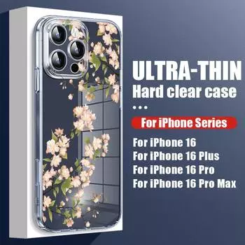 Для iPhone 16 Plus 15 Pro Max 14 13 12 Pro 11 ударопрочный красивый цветной цветочный узор прозрачный жесткий ПК защита линз тонкий чехол для телефона чехол iPhone 16