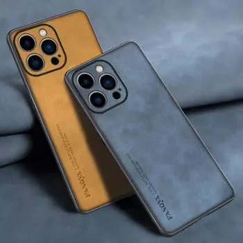 Для iPhone 16 Plus чехол Роскошный PU кожаный чехол для iPhone 16 Pro Max 16Pro задняя крышка Матовый силиконовый полный защитный чехол For iPhone 16 чёрный