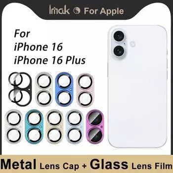 Для iPhone 16 Plus Glass IMAK Metal Armor Premium Camera Protector iPhone 16 чёрный