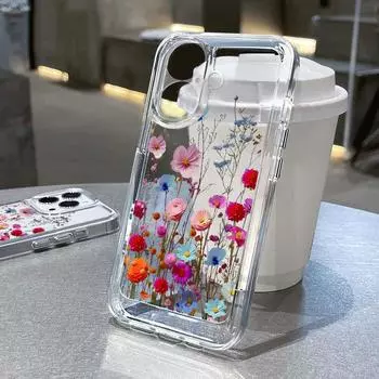 Для iPhone 16 Pro 15 14 Plus 13 12 Mini 11 Pro Max Xs Xr 8 7 ударопрочный цветной цветочный узор силиконовый мягкий тонкий прозрачный защитный чехол для объектива iPhone 16