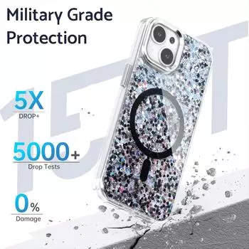 Для iPhone 16 Pro 15 Pro Max 14 Plus 13 12 11 чехол с блестящей беспроводной зарядкой, противоударный металлический каркас объектива для Magsafe Magnetic Clear Soft TPU Phone Cover iPhone 16 чёрный