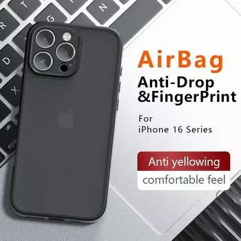 Для iPhone 16 Pro Max 15 14 13 Pro роскошный бронированный акриловый противоударный матовый чехол для телефона для iPhone 16 16Pro прозрачный жесткий защитный чехол-бампер из ПК For IPhone 16 ProMaX чёрный