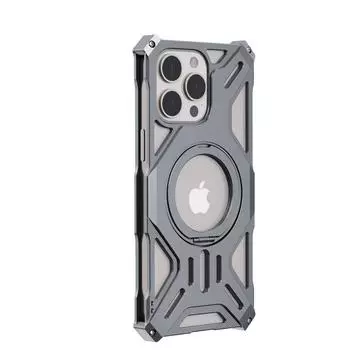 Для iPhone 16 Pro Max 15 Pro 14 13 чехол для телефона роскошный рассеиватель тепла ударопрочный алюминиевый сплав кронштейн подставка задняя крышка iPhone 16 серый