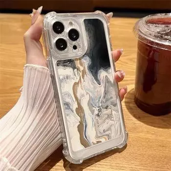 Для iPhone 16E 16 Pro Max 15 Pro 14 13 12 11 чехол с мраморным узором прозрачная защита линз мягкий силиконовый тонкий противоударный чехол для телефона iPhone 16e