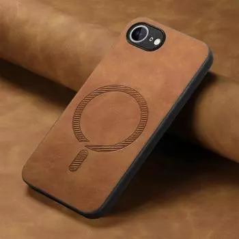 Для iPhone 16e чехол 16 E роскошный деловой кожаный для Magsafe магнитная беспроводная зарядка противоударный задний чехол для iPhone 16E SE4 2025 Shell iphone 16E коричневый