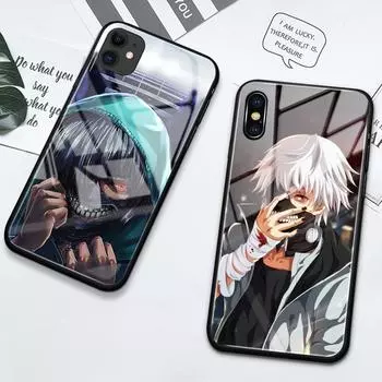Для iPhone 6 6S 7 8 14 Plus X XR XS 11 12 13 14 Pro Max SE2020 чехол из закаленного стекла с защитой от падения в стиле аниме «Токийский гуль» iPhone 6 6s