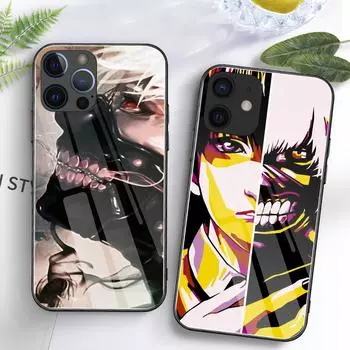 Для Iphone 6s 7 8 14 Plus X Xs Max Xr 11 12 13 14 Pro Max Se Tokyo Ghouls Закаленное стекло задняя крышка защитный чехол для мобильного телефона iPhone 6 6s&Silicon TPU case