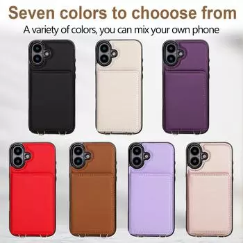 Для iPhone 7 - 16 серий! 7 - Многофункциональный чехол для телефона из искусственной кожи с отделениями для карт, ремешком на запястье, шнурком и подставкой iPhone 7