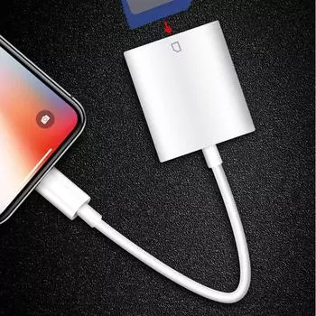 Для iPhone Multi Card Reader для Lightning для SD TF Memory Card Readers для поддержки IOS14 для iPhone 6/7/8/X/XR/11/12 белый