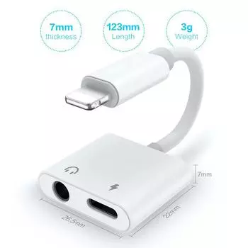 Для IPhone X 8 Plus Аудио Зарядка Двойной Адаптер-Разветвитель Кабель для Lightning-Наушники AUX Кабель белый