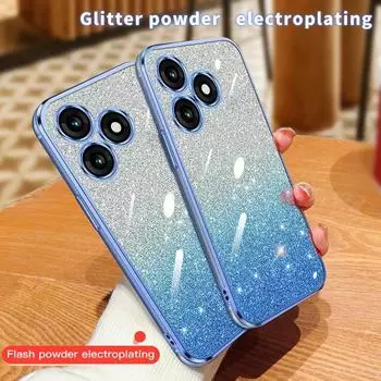 Для itel A70 A 70 A665L чехол Мягкий силиконовый край с покрытием Bling TPU чехол для телефона задняя крышка For itel A70/A665L фиолетовый