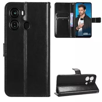 Для itel P40 P 40 чехол-книжка из искусственной кожи-бумажник чехол для телефона For itel P40 чёрный