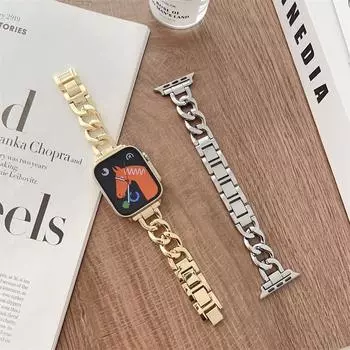 Для iWatch новейшая женская джинсовая цепочка из нержавеющей стали, ремешок для Apple Watch Series Ultra 49 мм, 41 мм, 45 мм, 44 мм, 40 мм, 42 мм, 38 мм For 38mm/40mm/41mm серый