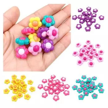 для изготовления браслета и ожерелья, креативный кулон, акрил, 10 шт., ювелирные аксессуары, модные цветочные свободные бусины, сплошной цвет розы красного